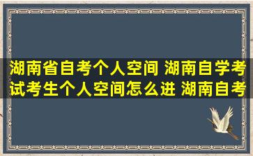 湖南省自考个人空间 湖南自学考试考生个人空间怎么进 湖南自考个人空间登录